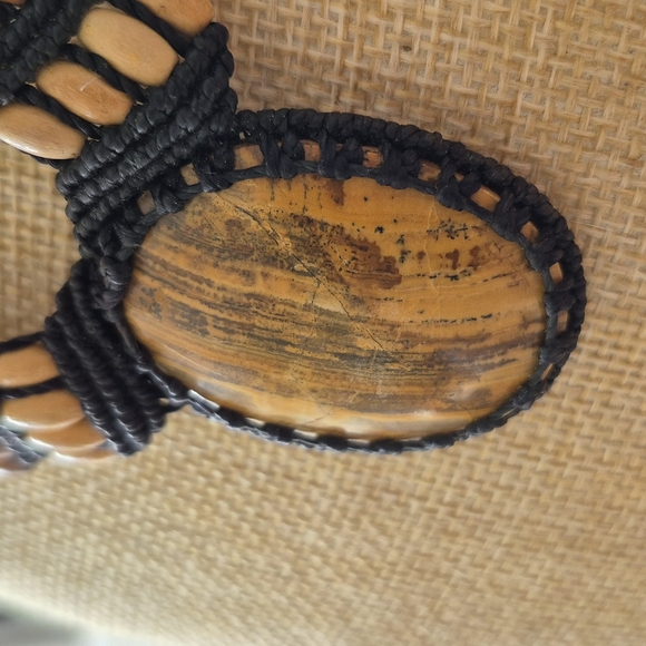 Macrame Thread Elephants Skin Jasper Pendant Gemstone Handmade Ethnic Necklace - Picture 2 of 8